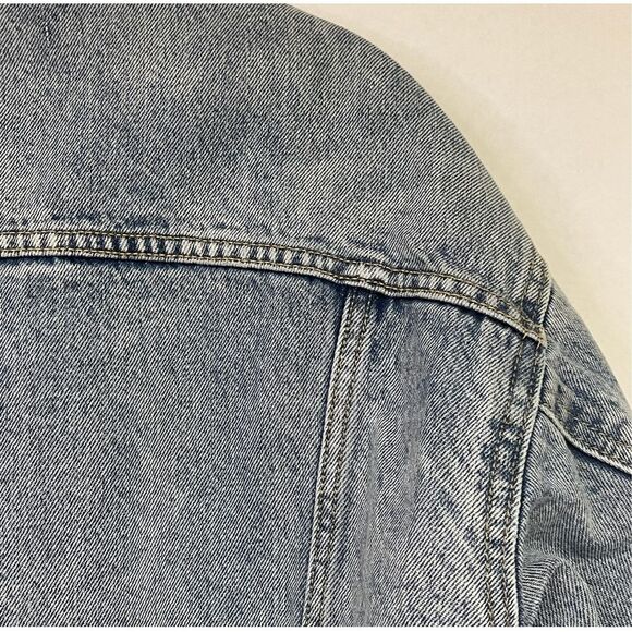 LEVI'S Trucker Jacket Men's Small Blue Denim Jean Cotton Sherpa Lined Light Wash - Picture 6 of 14